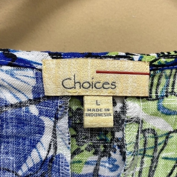 Choices Blue Green Floral Print Linen Maxi Dress Sleeveless Size L NWT - Picture 3 of 6